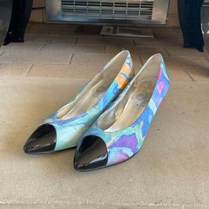 𝅺cervelle colorful pumps fabric upper sz 6.5B N VINTAGE